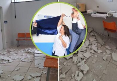 Inaugurado por Adriane há 6 meses, teto de posto de saúde não resiste a chuvas e cai