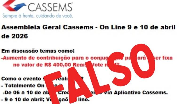 ESCLARECIMENTO: reajuste NÃO está em pauta na AGO Cassems ESCLARECIMENTO: reajuste NÃO está em pauta na AGO Cassems