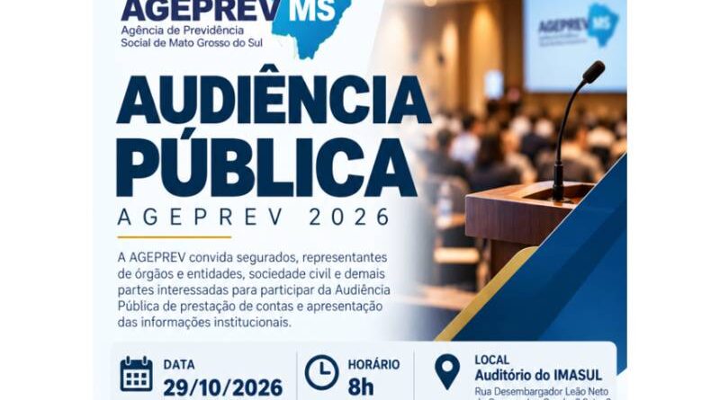 Ageprev promove audiência pública para apresentar resultados sobre previdência de MS